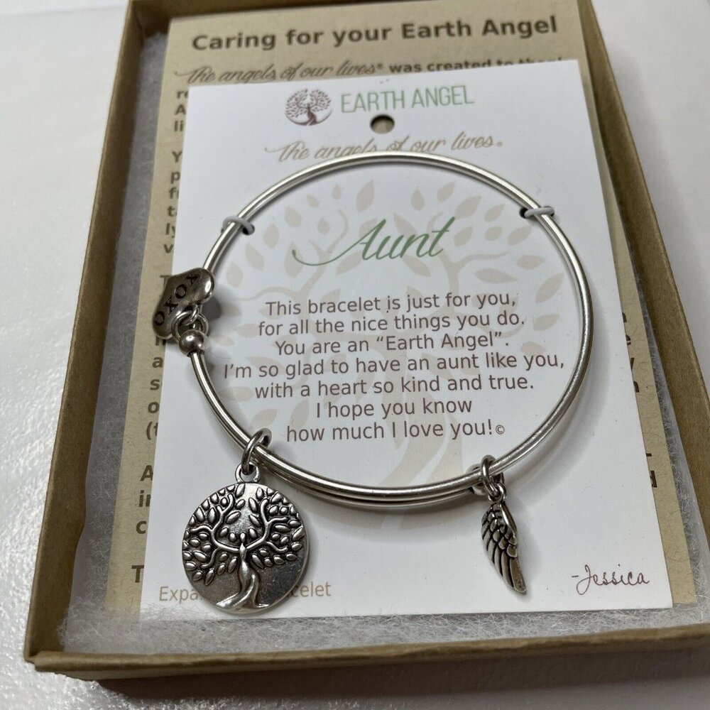 Earth Angel Charm Dangle Bracelet - AUNT New With Box & Meaning‎ Gift